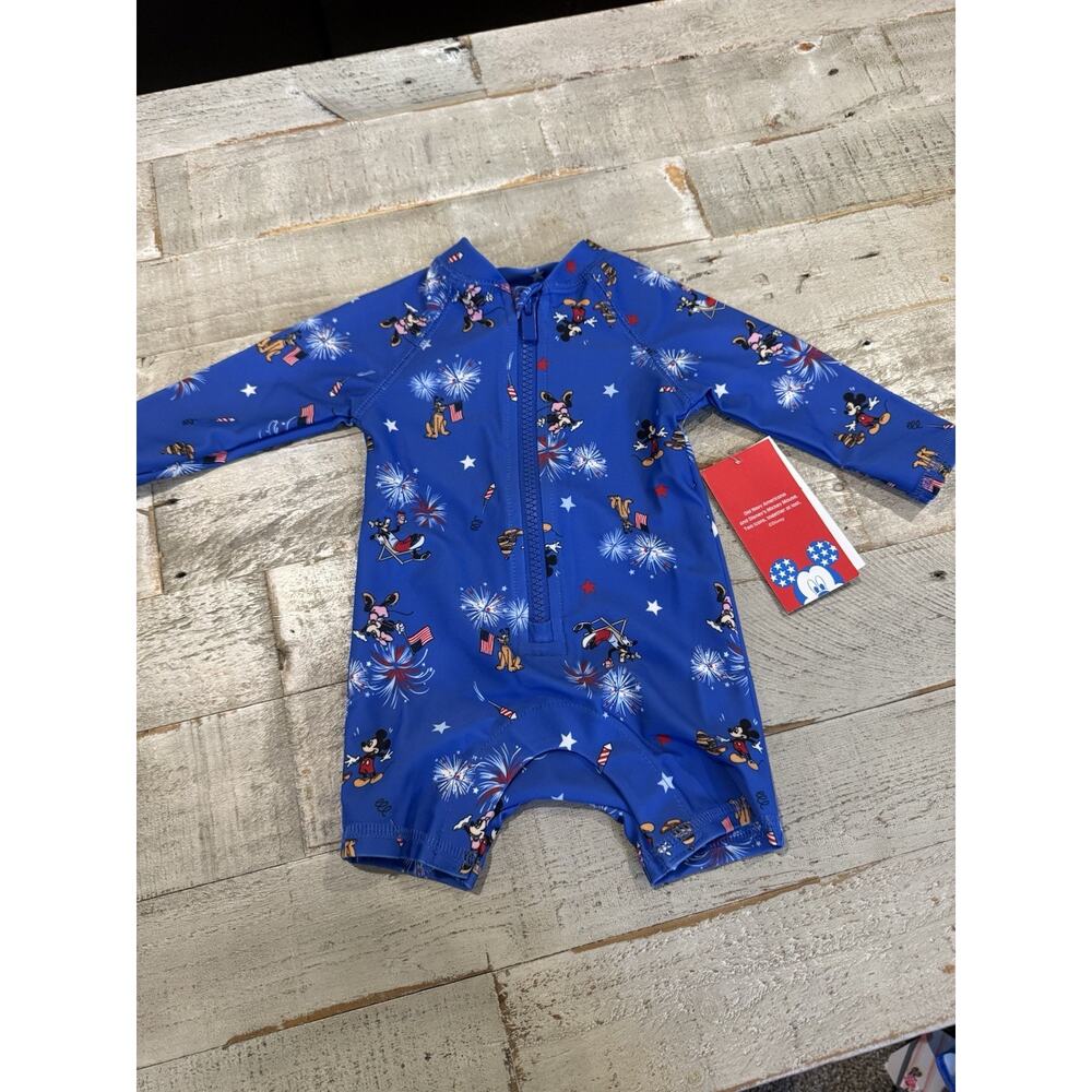 Old Navy x Disney Swim Rashgaurd One Piece Baby 0-3 Months Mickey Mouse